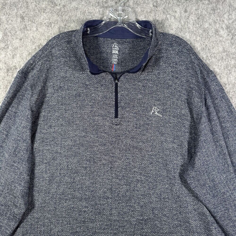 Rhoback 1/4 Zip Sweater Mens 3XL Blue Herringbone Performance Quarter Zip Qzip